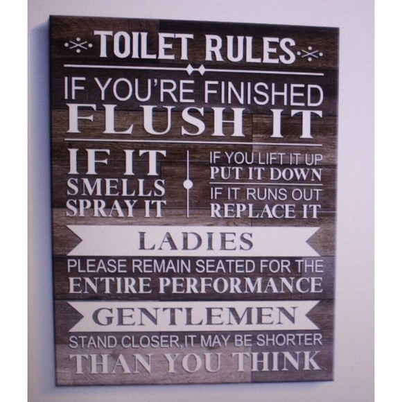 Toilet Rules Unframed Poster Art Ladies & Genlemen Humor Gift NIP - Picture 1 of 3